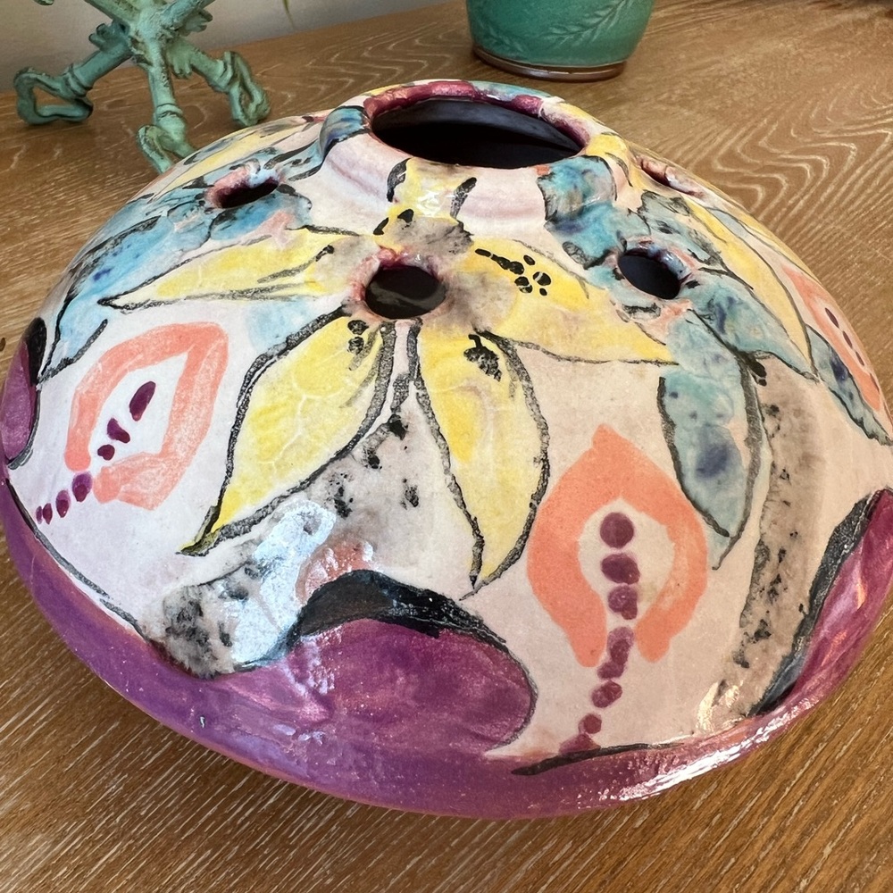 Handcrafted Floral Ceramic Vase - Multicolor